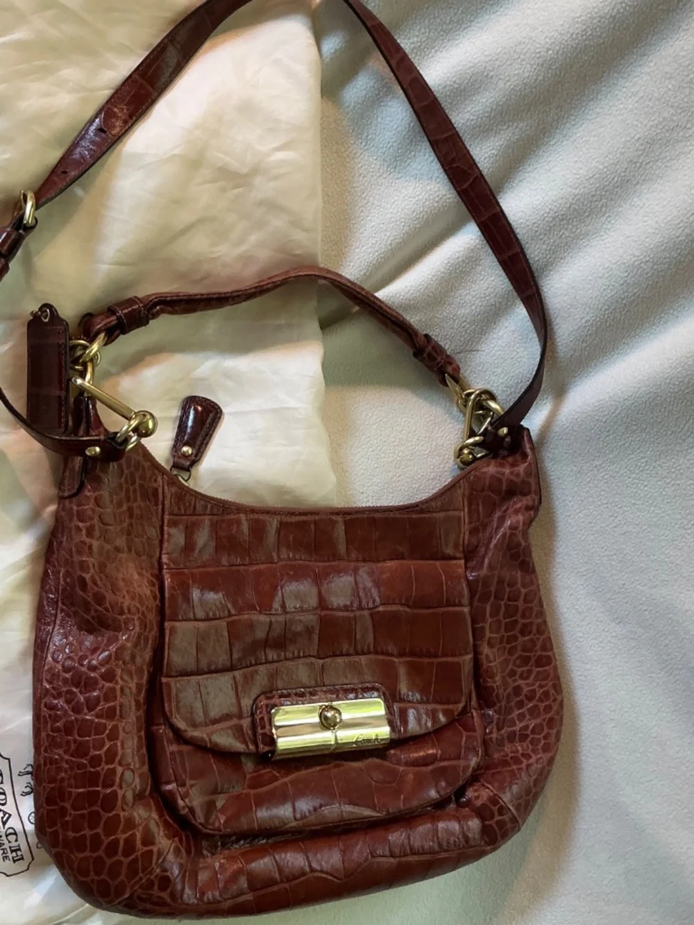 Coach Vintage Kristin Hobo crocodile embossed leather shoulder bag